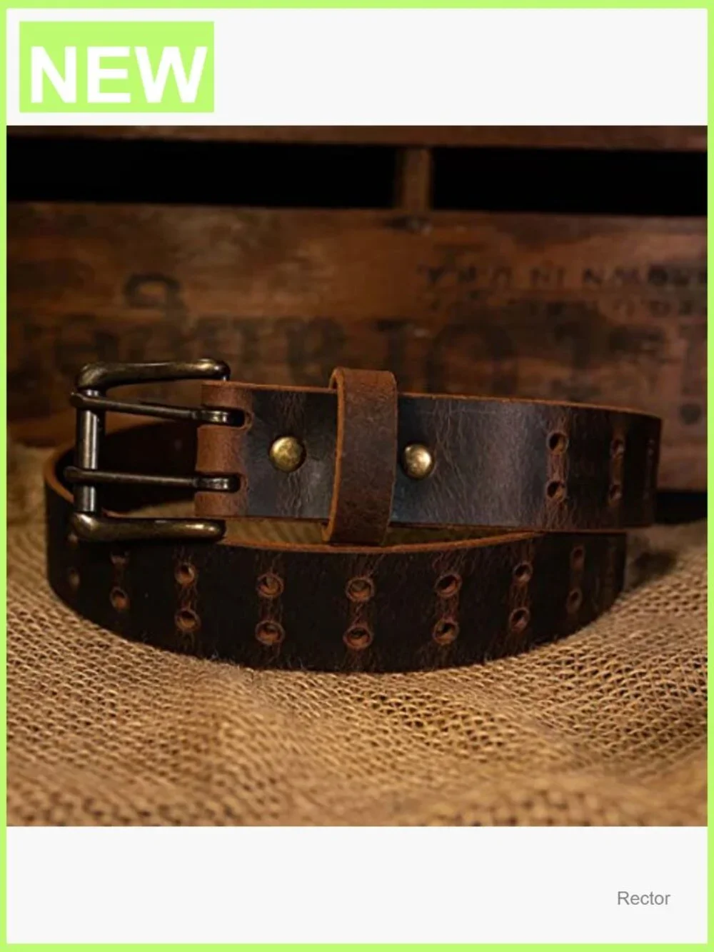 Vintage Retro Double Prong Leather Belt, 1.5